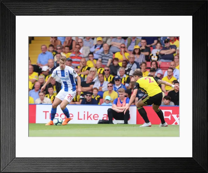 Framed Print : Solly March vs. Daryl Janmaat: Intense Midfield Battle at Vicarage Road - Watford vs. Brighton and Hove Albion, Premier League (11AUG18) Framed Print : Solly March vs. Daryl Janmaat: Intense Midfield Battle at Vicarage Road - Watford vs. Brighton and Hove Albion, Premier League (11AUG18)