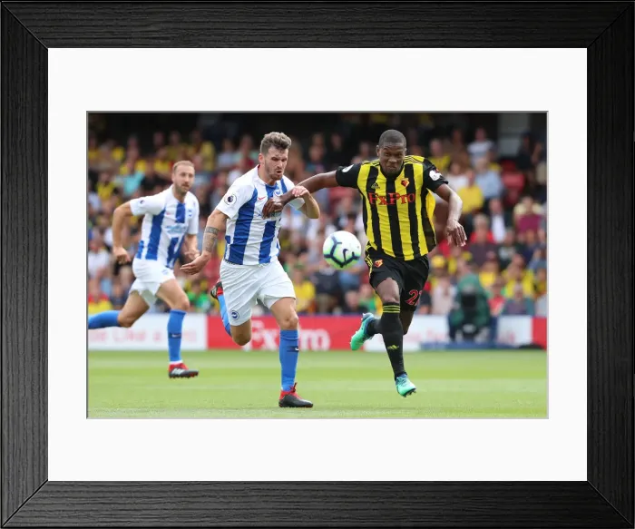 Framed Print : Brighton's Gross and Kabasele Clash in Watford Away Premier League Encounter (11AUG18)
