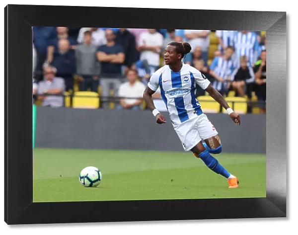 Gaetan Bong Defends for Brighton and Hove Albion Against Watford in Premier League (11AUG18)