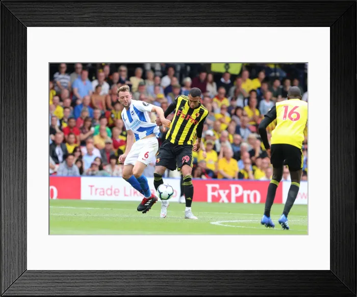 Framed Print : Stephens and Capoue Clash in Intense Watford vs. Brighton Premier League Match (11AUG18) Framed Print : Stephens and Capoue Clash in Intense Watford vs. Brighton Premier League Match (11AUG18)