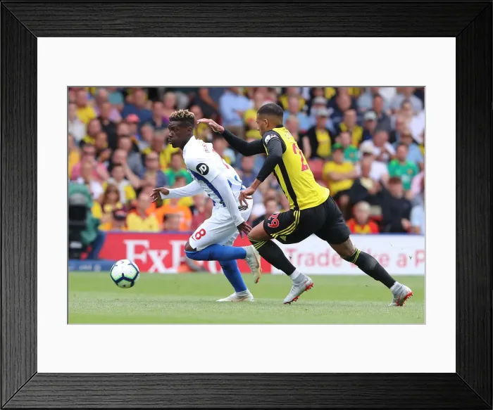 Framed Print : Brighton's Bissouma Outmuscles Capoue in Premier League Clash vs. Watford (11AUG18) Framed Print : Brighton's Bissouma Outmuscles Capoue in Premier League Clash vs. Watford (11AUG18)