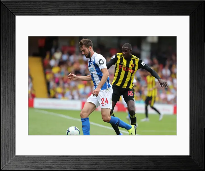Framed Print : Propper and Doucoure Clash in Intense Watford vs. Brighton Premier League Match (11AUG18) Framed Print : Propper and Doucoure Clash in Intense Watford vs. Brighton Premier League Match (11AUG18)