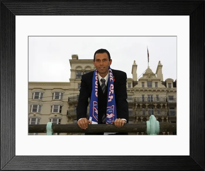 Framed Print : Gus Poyet: Brighton and Hove Albion FC's Determined Coach Framed Print : Gus Poyet: Brighton and Hove Albion FC's Determined Coach