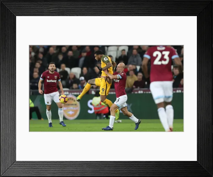 Framed Print : Premier League Showdown: Brighton and Hove Albion vs. West Ham United at The London Stadium (02JAN19)