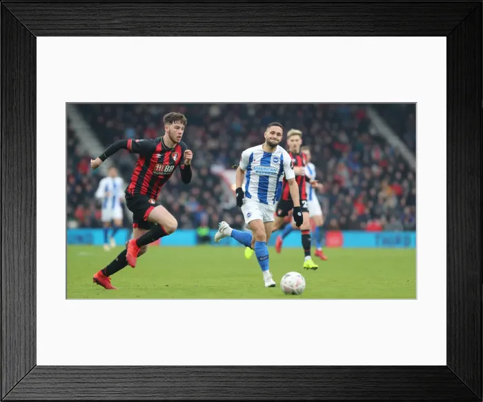 Framed Print : FA Cup Third Round: AFC Bournemouth vs. Brighton and Hove Albion (05JAN19) - Intense Match Action at Vitality Stadium
