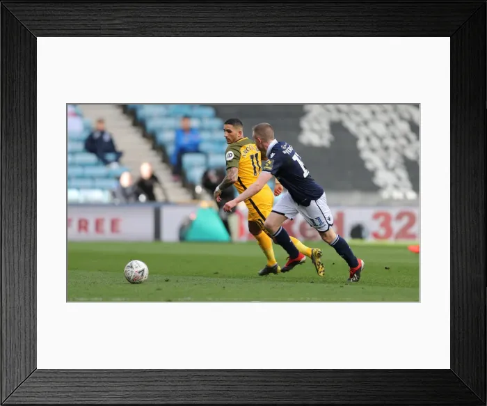 Framed Print : Brighton and Hove Albion vs Millwall: FA Cup Quarterfinal Battle at The Den (17MAR19) Framed Print : Brighton and Hove Albion vs Millwall: FA Cup Quarterfinal Battle at The Den (17MAR19)