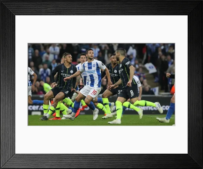 Framed Print : Emirates FA Cup Semi-Final: Manchester City vs. Brighton & Hove Albion Showdown at Wembley Stadium (06APR19)