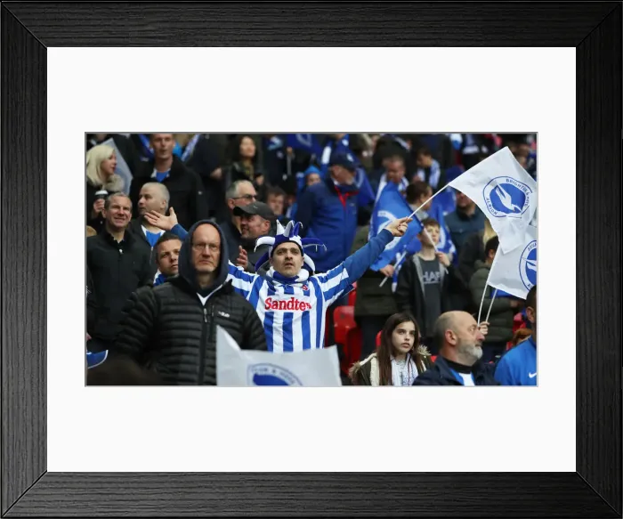 Framed Print : Brighton and Hove Albion Fans Unwavering Support at the FA Cup Semi-Final vs Manchester City, Wembley Stadium, 2019 Framed Print : Brighton and Hove Albion Fans Unwavering Support at the FA Cup Semi-Final vs Manchester City, Wembley Stadium, 2019