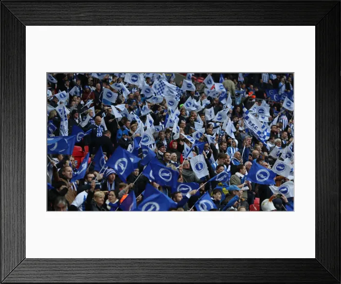 Framed Print : Brighton and Hove Albion Fans Epic Show of Support at FA Cup Semi-Final vs Manchester City, Wembley Stadium (2019) Framed Print : Brighton and Hove Albion Fans Epic Show of Support at FA Cup Semi-Final vs Manchester City, Wembley Stadium (2019)