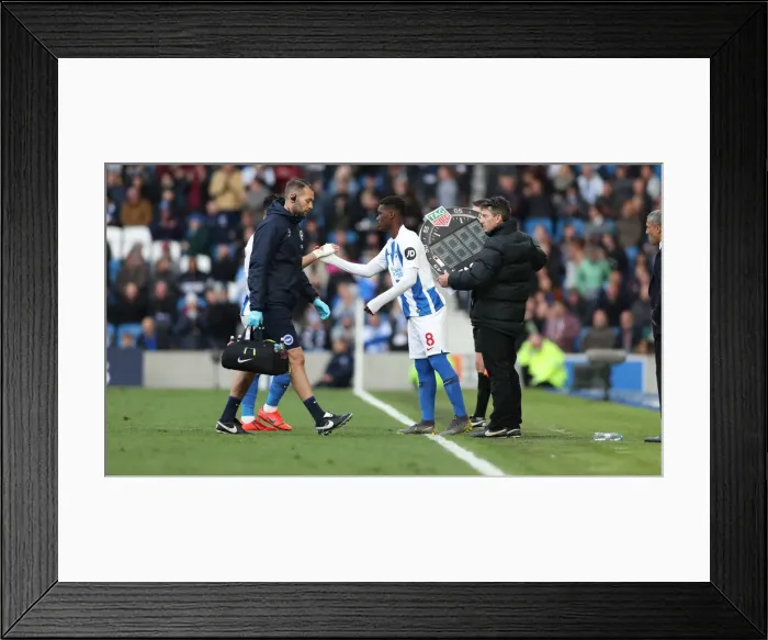 Framed Print : Brighton and Newcastle Face Off in Premier League Clash at American Express Community Stadium (27APR19)