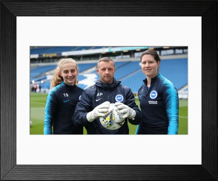 Framed Print : Brighton and Hove Albion Women vs. Arsenal Women: WSL Clash at American Express Community Stadium (29APR19) - Intense Match Action