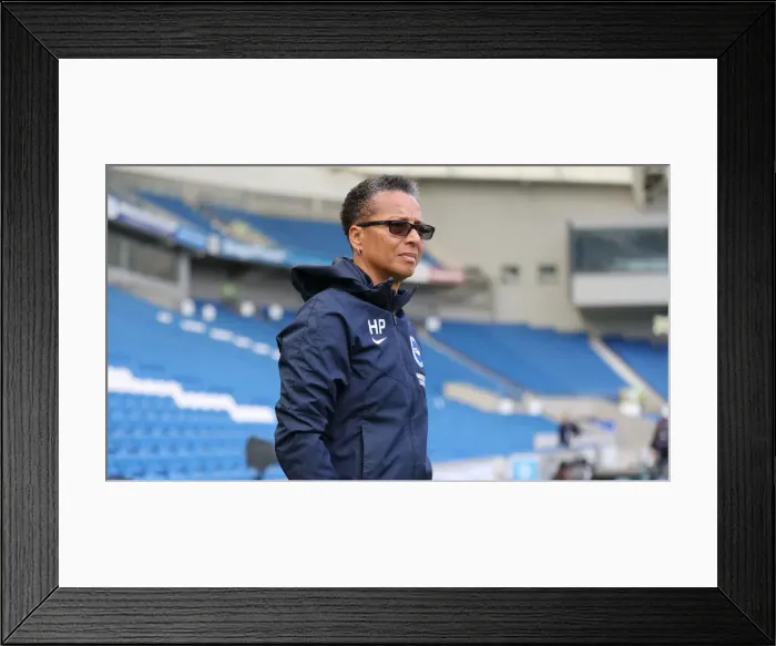 Framed Print : Brighton and Hove Albion Women vs Arsenal Women: WSL Clash at American Express Community Stadium (29APR19) - Intense Match Action