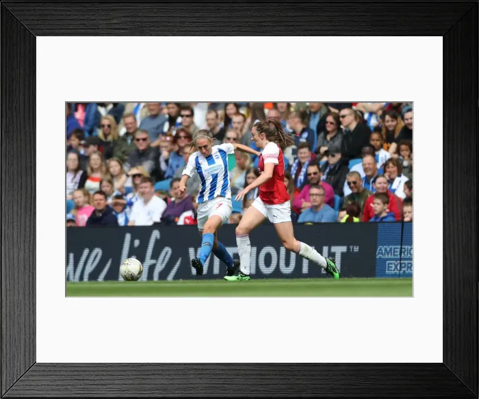 Framed Print : Brighton and Hove Albion Women vs. Arsenal Women: WSL Clash at American Express Community Stadium (29APR19) - Intense Match Action
