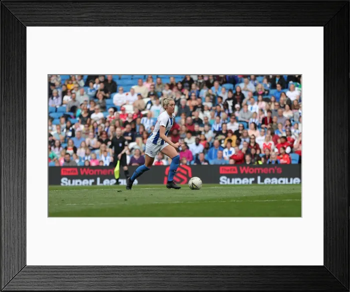Framed Print : Brighton and Hove Albion Women vs. Arsenal Women: WSL Clash at American Express Community Stadium (29APR19) - Intense Match Action