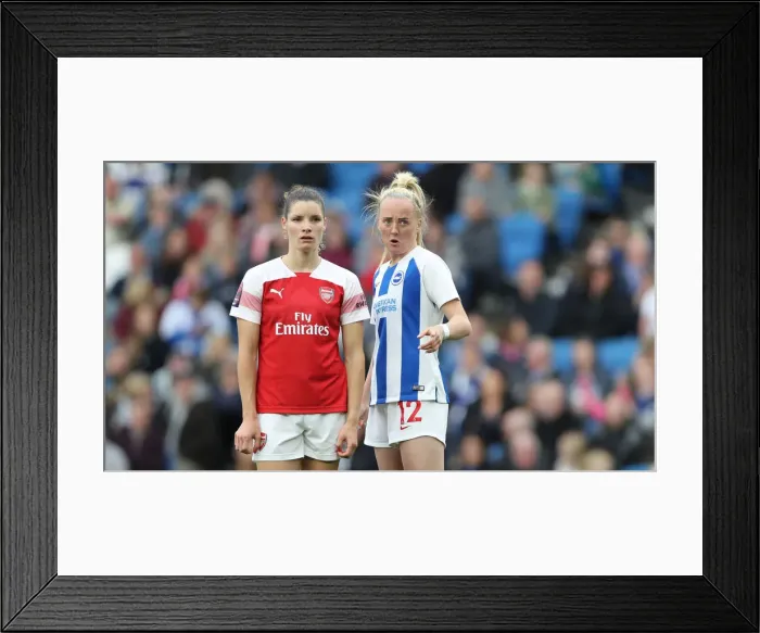 Framed Print : Brighton and Hove Albion Women vs. Arsenal Women: WSL Clash at American Express Community Stadium (29APR19) - Intense Match Action Framed Print : Brighton and Hove Albion Women vs. Arsenal Women: WSL Clash at American Express Community Stadium (29APR19) - Intense Match Action
