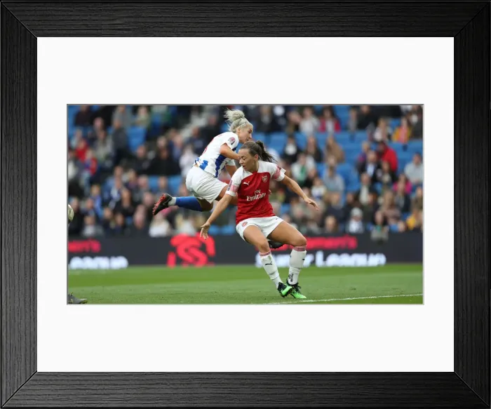 Framed Print : Brighton and Hove Albion Women vs. Arsenal Women: WSL Clash at American Express Community Stadium (29APR19) - Intense Match Action