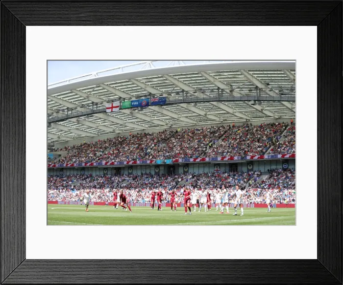 Framed Print : England Women vs New Zealand Women: FIFA World Cup Warm-Up at Brighton and Hove Albion's American Express Community Stadium (01.06.19)