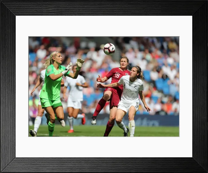 Framed Print : England Women vs New Zealand Women: FIFA World Cup Warm-Up Match at Brighton and Hove Albion's American Express Community Stadium (01.06.19) Framed Print : England Women vs New Zealand Women: FIFA World Cup Warm-Up Match at Brighton and Hove Albion's American Express Community Stadium (01.06.19)