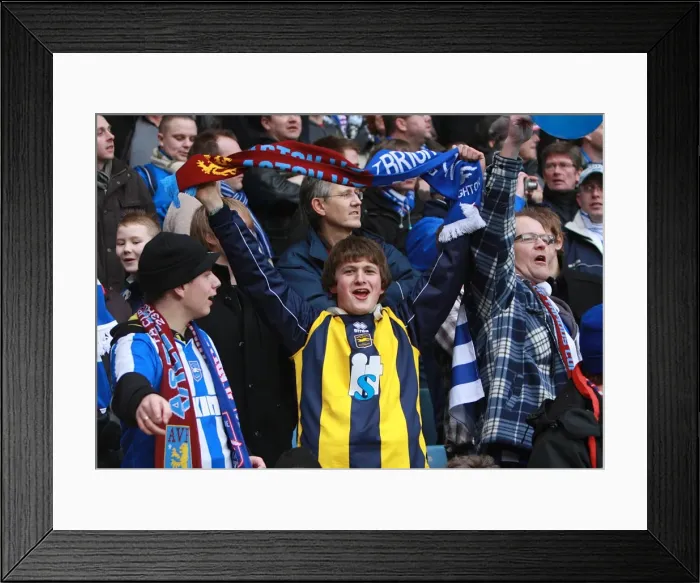 Framed Print : Brighton and Hove Albion Fans in Full Swing at FA Cup 4th Round, Villa Park (2010) Framed Print : Brighton and Hove Albion Fans in Full Swing at FA Cup 4th Round, Villa Park (2010)