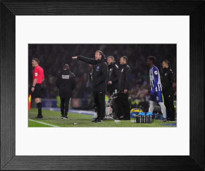 Framed Print : Brighton and Hove Albion vs. Leicester City: Premier League Showdown at American Express Community Stadium (Nov. 23, 2019) Framed Print : Brighton and Hove Albion vs. Leicester City: Premier League Showdown at American Express Community Stadium (Nov. 23, 2019)