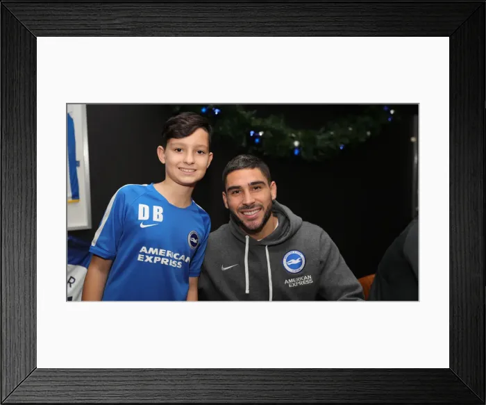 Framed Print : 2019 / 20 Season: Brighton & Hove Albion FC Player Signing Session with Neal Maupay, Dale Stephens, Aaron Connolly, and Adam Webster at Amex Stadium