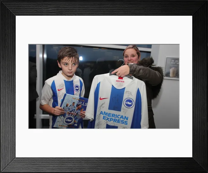 Framed Print : Brighton & Hove Albion FC: 2019 / 20 Season - Neal Maupay, Dale Stephens, Aaron Connolly, and Adam Webster Sign Autographs at Amex Stadium Framed Print : Brighton & Hove Albion FC: 2019 / 20 Season - Neal Maupay, Dale Stephens, Aaron Connolly, and Adam Webster Sign Autographs at Amex Stadium