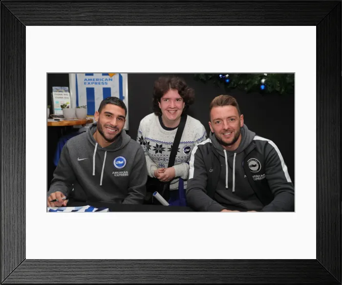 Framed Print : Brighton & Hove Albion FC: 2019 / 20 Season - Player Signing Session with Neal Maupay, Dale Stephens, Aaron Connolly, and Adam Webster at Amex Stadium Framed Print : Brighton & Hove Albion FC: 2019 / 20 Season - Player Signing Session with Neal Maupay, Dale Stephens, Aaron Connolly, and Adam Webster at Amex Stadium