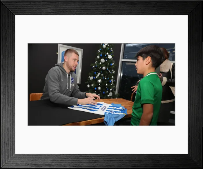 Framed Print : Brighton & Hove Albion FC: 2019 / 20 Season - Player Signing Session with Neal Maupay, Dale Stephens, Aaron Connolly, and Adam Webster at Amex Stadium Framed Print : Brighton & Hove Albion FC: 2019 / 20 Season - Player Signing Session with Neal Maupay, Dale Stephens, Aaron Connolly, and Adam Webster at Amex Stadium