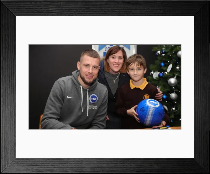 Framed Print : Brighton & Hove Albion FC: 2019 / 20 Season - Neal Maupay, Dale Stephens, Aaron Connolly, and Adam Webster Sign Autographs at Amex Stadium Framed Print : Brighton & Hove Albion FC: 2019 / 20 Season - Neal Maupay, Dale Stephens, Aaron Connolly, and Adam Webster Sign Autographs at Amex Stadium
