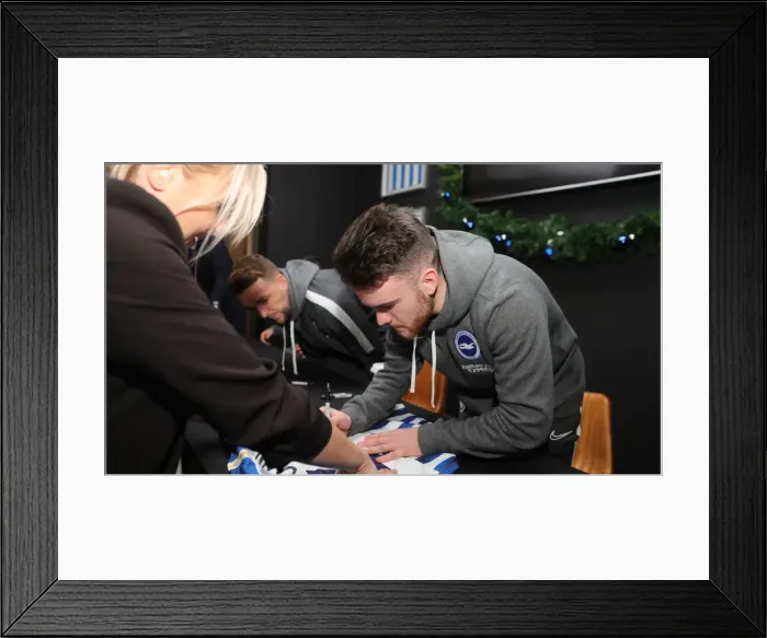 Framed Print : 2019 / 20 Season: Brighton & Hove Albion FC Player Signing Session with Neal Maupay, Dale Stephens, Aaron Connolly, and Adam Webster at Amex Stadium Framed Print : 2019 / 20 Season: Brighton & Hove Albion FC Player Signing Session with Neal Maupay, Dale Stephens, Aaron Connolly, and Adam Webster at Amex Stadium