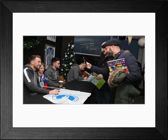 Framed Print : Brighton & Hove Albion FC: 2019 / 20 Season - Player Signing Session with Neal Maupay, Dale Stephens, Aaron Connolly, and Adam Webster at Amex Stadium Framed Print : Brighton & Hove Albion FC: 2019 / 20 Season - Player Signing Session with Neal Maupay, Dale Stephens, Aaron Connolly, and Adam Webster at Amex Stadium