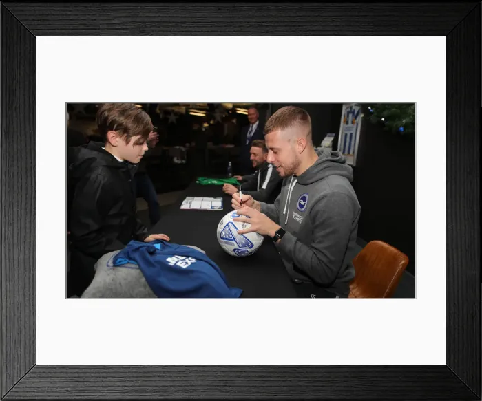 Framed Print : Brighton & Hove Albion FC: 2019 / 20 Season - Player Signing Session with Neal Maupay, Dale Stephens, Aaron Connolly, and Adam Webster at Amex Stadium Framed Print : Brighton & Hove Albion FC: 2019 / 20 Season - Player Signing Session with Neal Maupay, Dale Stephens, Aaron Connolly, and Adam Webster at Amex Stadium