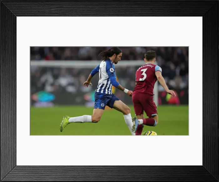 Framed Print : February 1, 2020: Intense Premier League Clash Between West Ham United and Brighton & Hove Albion at London Stadium Framed Print : February 1, 2020: Intense Premier League Clash Between West Ham United and Brighton & Hove Albion at London Stadium