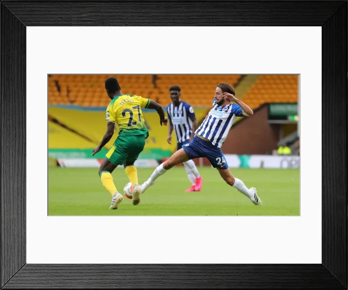 Framed Print : Brighton and Hove Albion vs. Norwich City: Premier League Battle at Carrow Road (04JUL20)