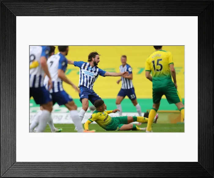 Framed Print : Brighton and Hove Albion vs. Norwich City: Premier League Battle at Carrow Road (04JUL20) Framed Print : Brighton and Hove Albion vs. Norwich City: Premier League Battle at Carrow Road (04JUL20)