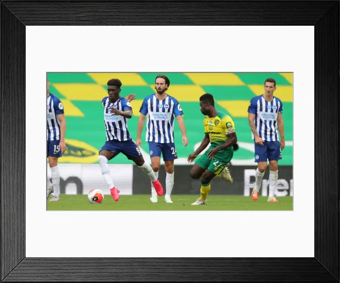 Framed Print : Premier League Showdown: Norwich City vs. Brighton & Hove Albion at Carrow Road (04JUL20)