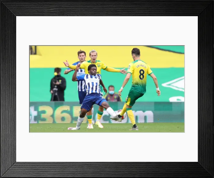 Framed Print : Brighton and Hove Albion vs. Norwich City: Premier League Battle at Carrow Road (04JUL20)
