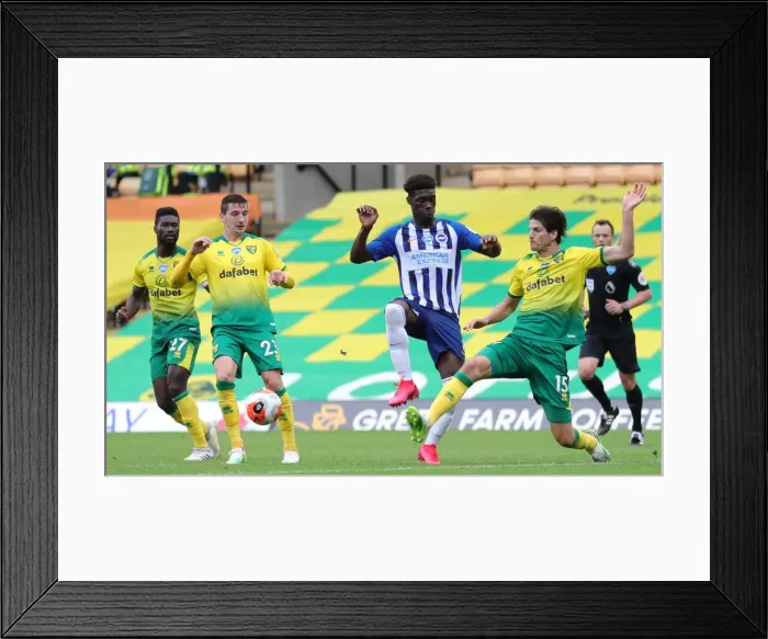 Framed Print : Premier League Showdown: Norwich City vs. Brighton & Hove Albion at Carrow Road (04JUL20) Framed Print : Premier League Showdown: Norwich City vs. Brighton & Hove Albion at Carrow Road (04JUL20)