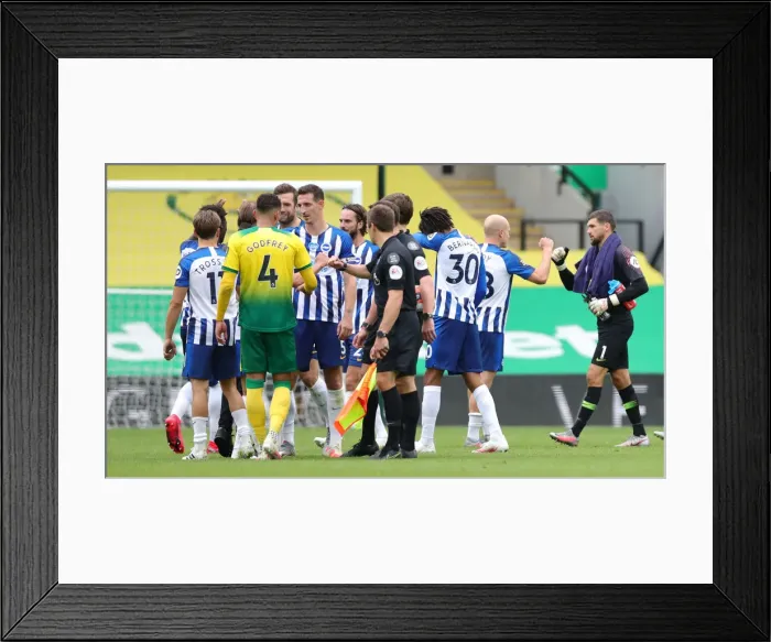 Framed Print : Premier League Showdown: Norwich City vs. Brighton & Hove Albion at Carrow Road (04JUL20)