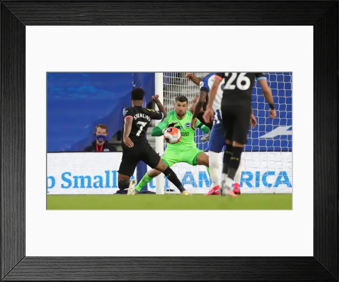 Framed Print : Brighton and Hove Albion vs Manchester City: Premier League Showdown at American Express Community Stadium (July 11, 2020)