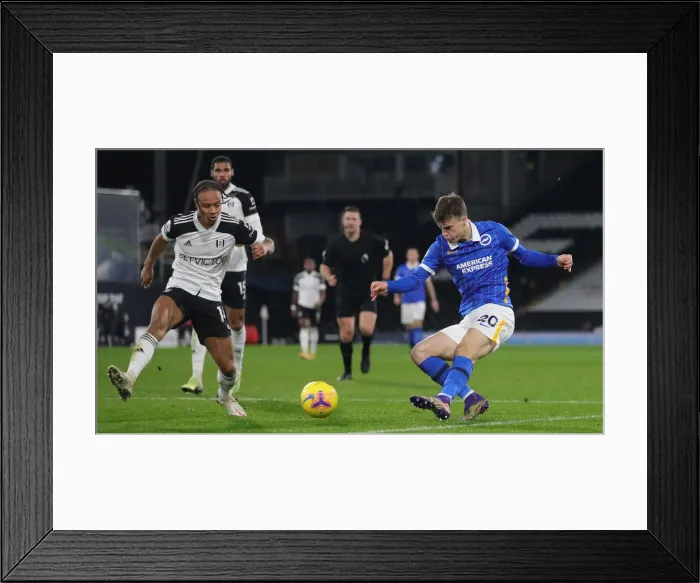 Framed Print : Decisive Moment: Fulham vs. Brighton & Hove Albion at Craven Cottage, Premier League, 16th December 2020 Framed Print : Decisive Moment: Fulham vs. Brighton & Hove Albion at Craven Cottage, Premier League, 16th December 2020