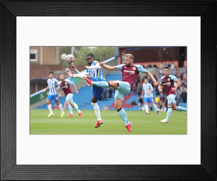 Framed Print : Intense Premier League Clash: Burnley vs. Brighton & Hove Albion at Turf Moor (14AUG21)