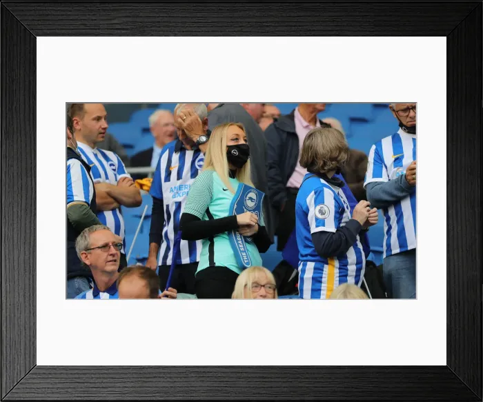 Framed Print : 2021-22 Premier League: Brighton & Hove Albion vs. Watford - Intense Match Action at American Express Community Stadium