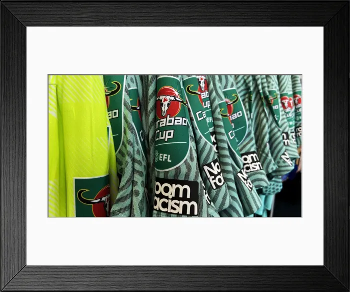 Framed Print : Carabao Cup shirts sleeve decals No Room for Racism Framed Print : Carabao Cup shirts sleeve decals No Room for Racism