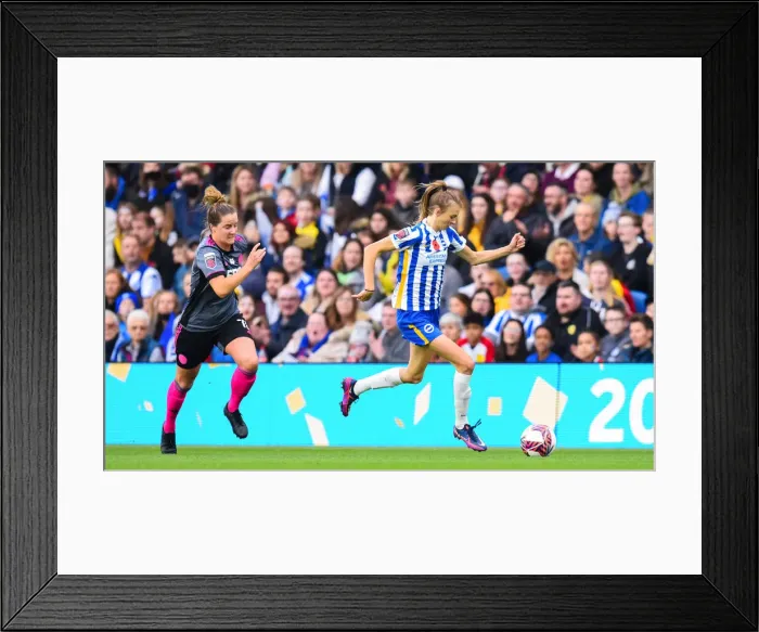 Framed Print : Brighton & Hove Albion Women vs. Leicester City Women: WSL Clash at American Express Community Stadium (14NOV21) - Intense Action from the Premier League Match Framed Print : Brighton & Hove Albion Women vs. Leicester City Women: WSL Clash at American Express Community Stadium (14NOV21) - Intense Action from the Premier League Match