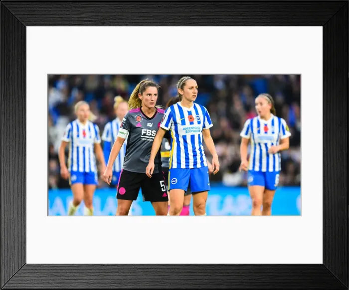 Framed Print : Intense WSL Clash: Brighton & Hove Albion Women vs. Leicester City Women (14NOV21) Framed Print : Intense WSL Clash: Brighton & Hove Albion Women vs. Leicester City Women (14NOV21)