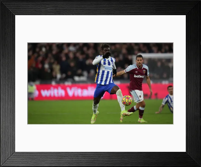Framed Print : Decisive Moment at The London Stadium: West Ham United vs. Brighton & Hove Albion (1st December 2021)