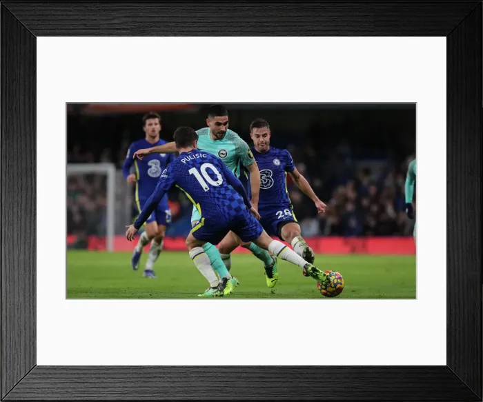 Framed Print : Premier League Showdown: Chelsea vs. Brighton and Hove Albion at Stamford Bridge (29DEC21) - Intense Match Action Framed Print : Premier League Showdown: Chelsea vs. Brighton and Hove Albion at Stamford Bridge (29DEC21) - Intense Match Action