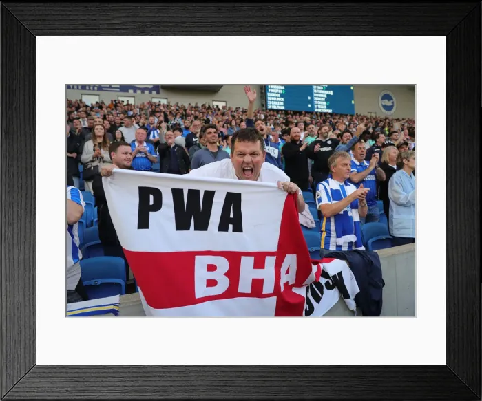 Framed Print : Intense Premier League Showdown: Brighton & Hove Albion vs Manchester United (7 May 2022)