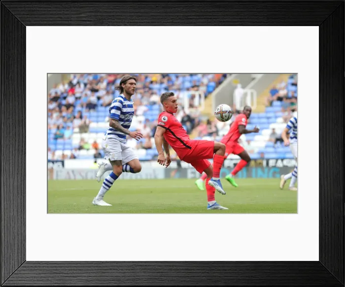 Framed Print : 2022 Pre-Season Friendly: Reading vs. Brighton & Hove Albion - Intense Action at Select Car Leasing Stadium